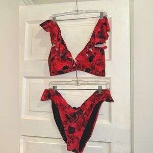 ASOS 2-piece bikini- Red/Pink/Black Floral-US Women’s size 16